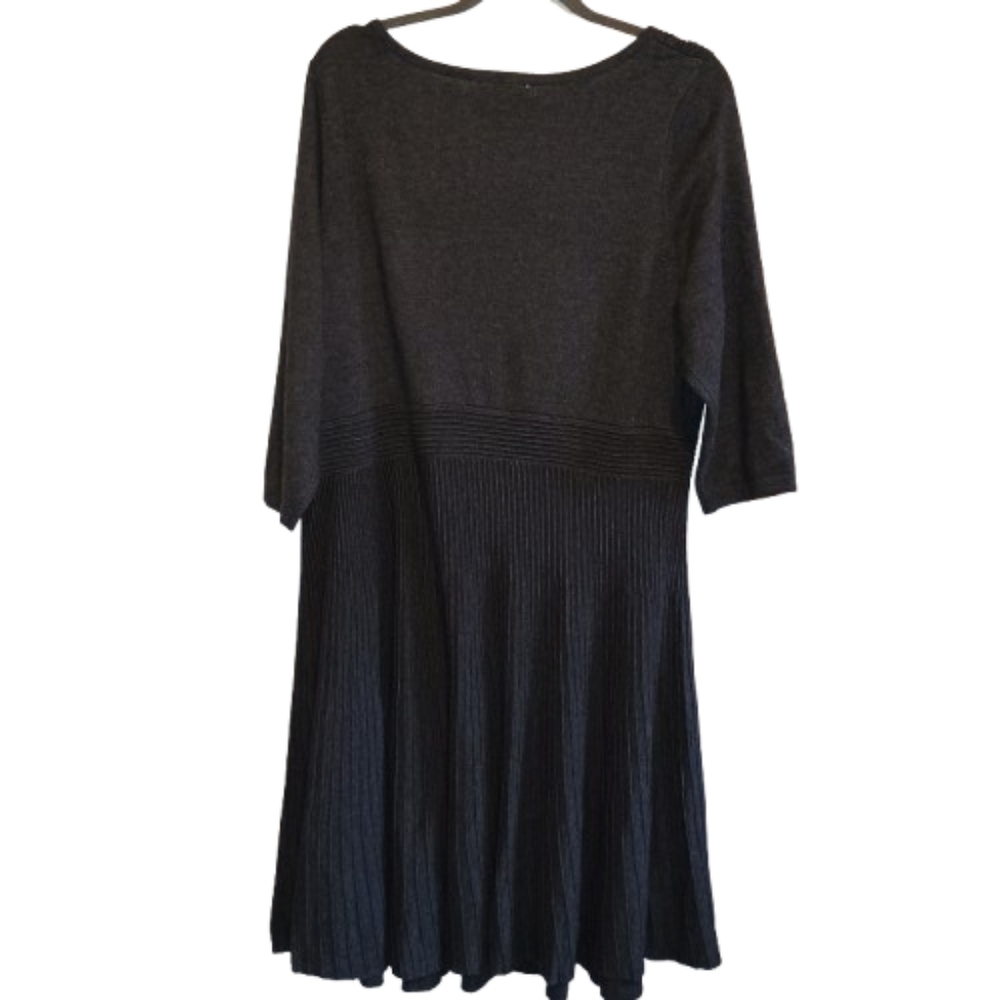 Isaac Mizrahi Live Gen 7 Black Ribbed Knit Sweater Dress 1X NWT Midi Stretchy - Picture 5 of 11
